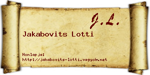 Jakabovits Lotti névjegykártya